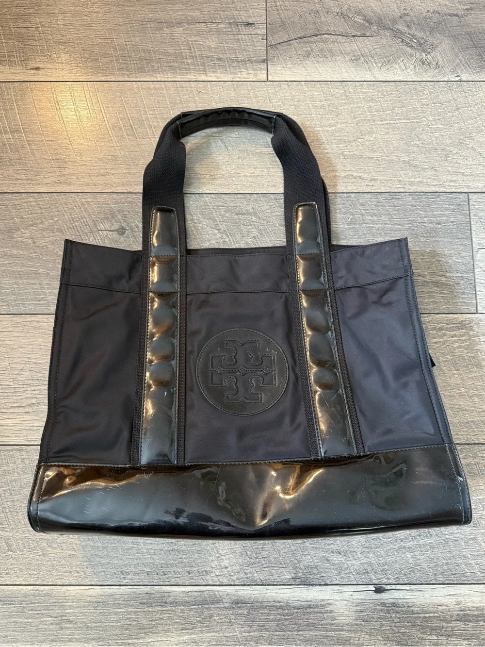 Tory Burch Black Nylon Logo Tote